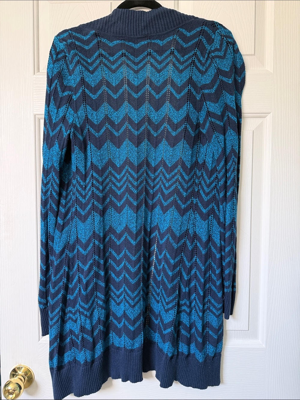 Rare: Missoni Blue and Teal Chevron Open-Front Duster Cardigan - Picture 4 of 4